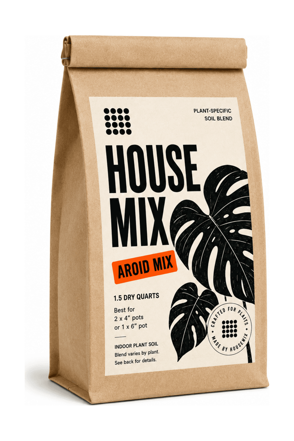 HouseMix Aroid Mix kraft bag, front label