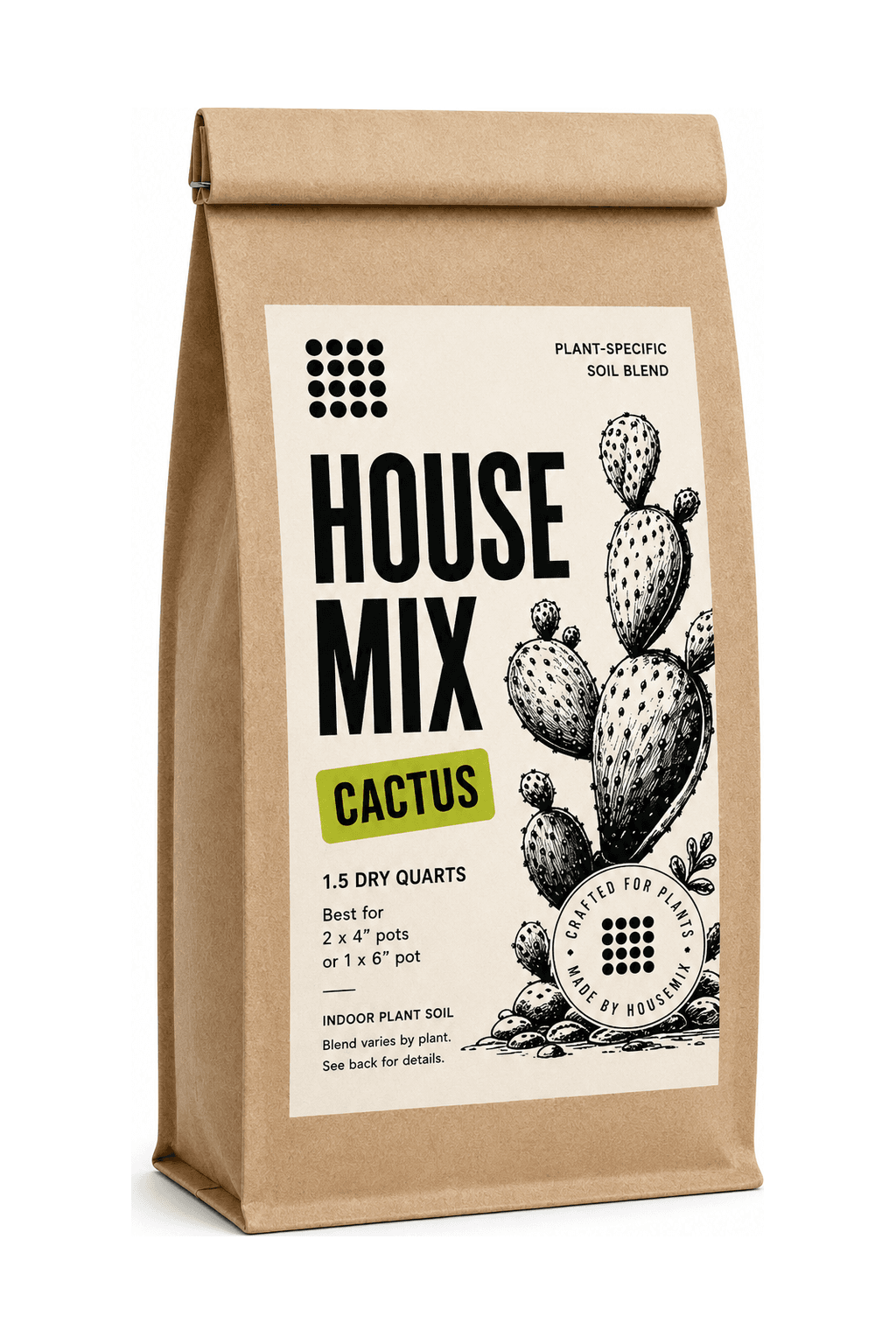 HouseMix Cactus Mix kraft bag, front label