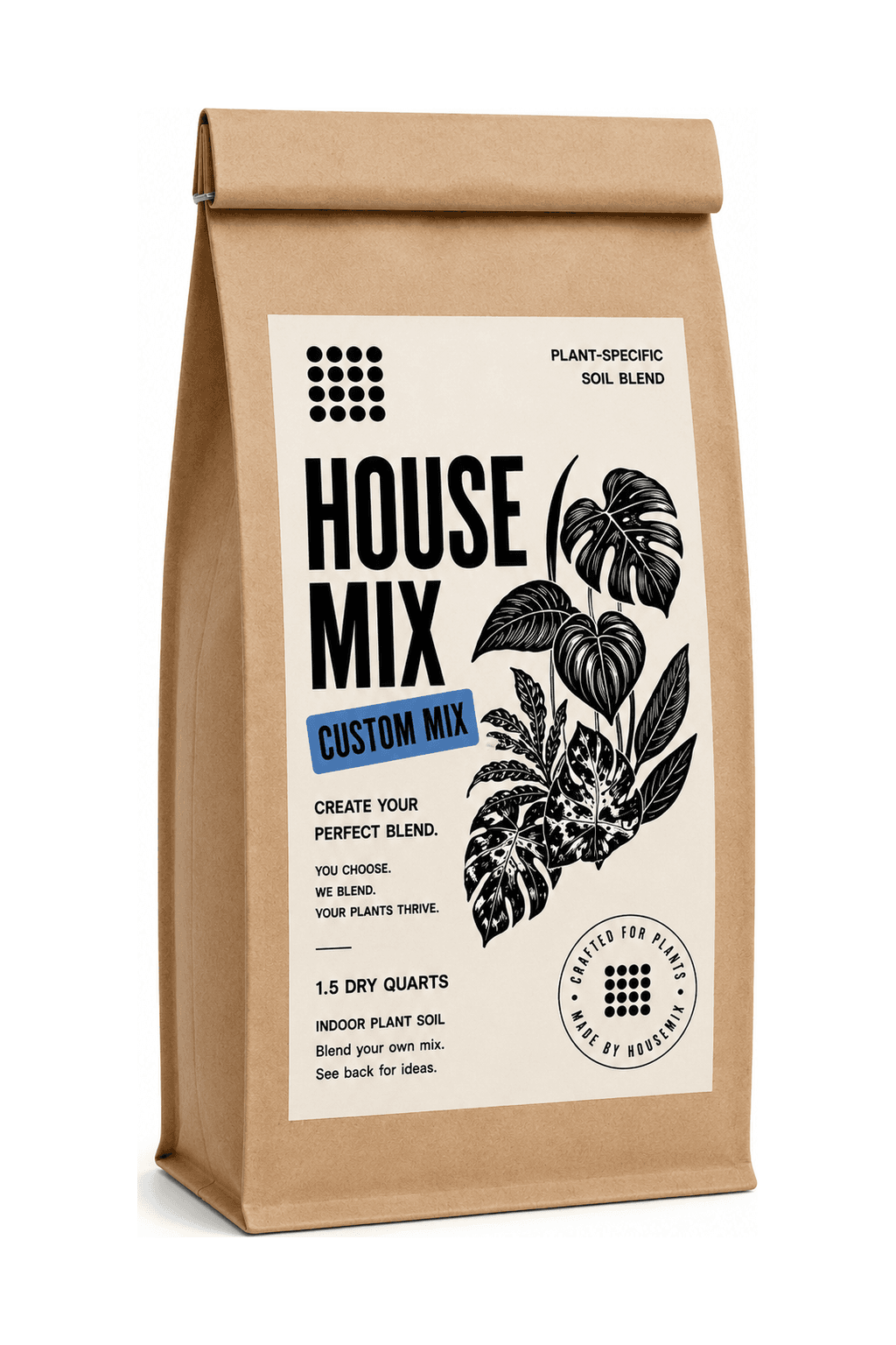 HouseMix Custom Mix kraft bag, build-your-own front label