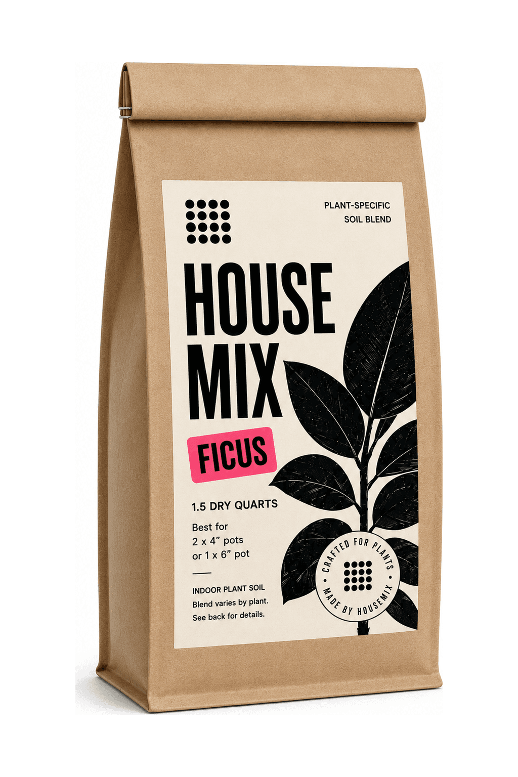 HouseMix Ficus Mix kraft bag, front label