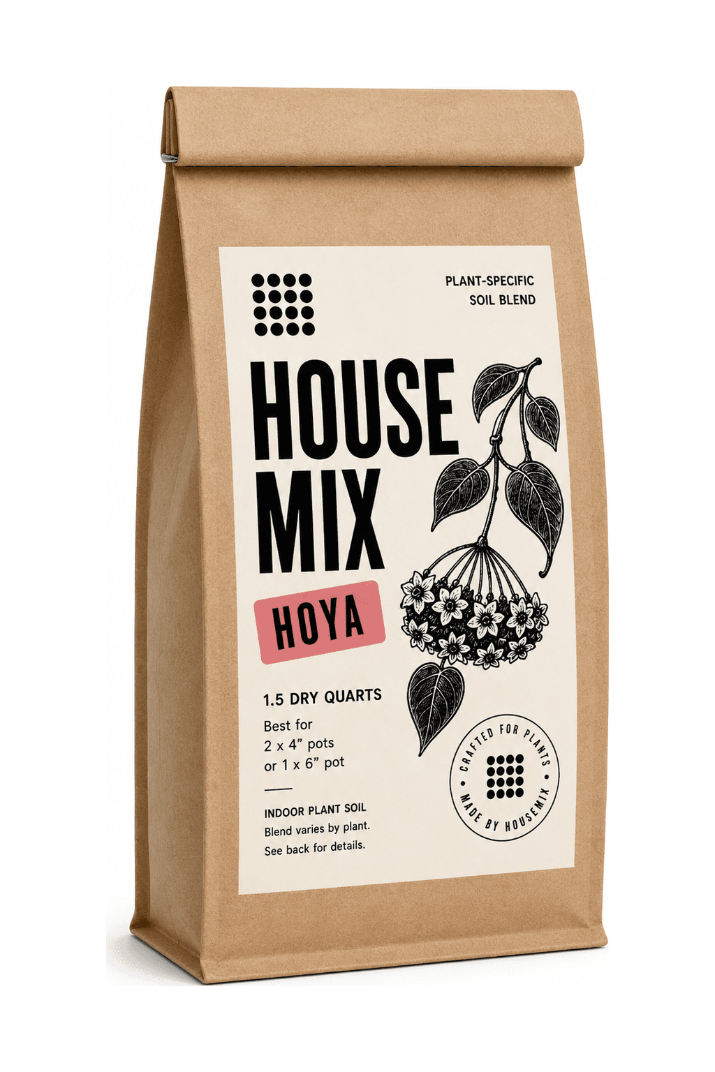 HouseMix Hoya Mix kraft bag, front label