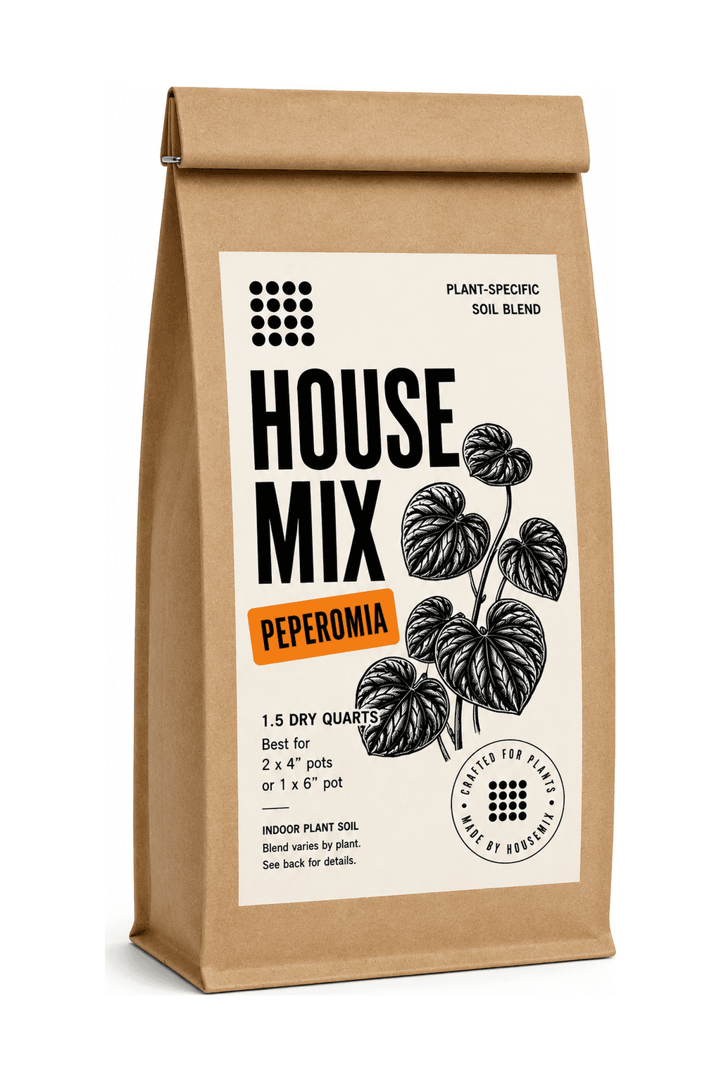 HouseMix Peperomia Mix kraft bag, front label